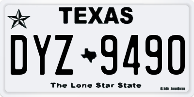 TX license plate DYZ9490