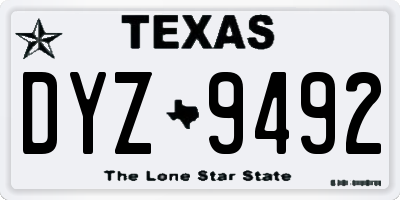 TX license plate DYZ9492