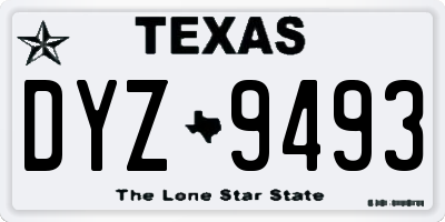 TX license plate DYZ9493