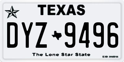 TX license plate DYZ9496