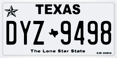 TX license plate DYZ9498