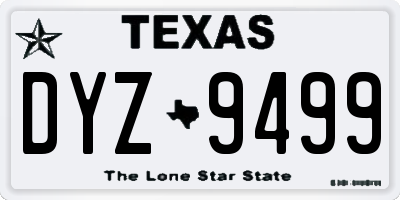 TX license plate DYZ9499