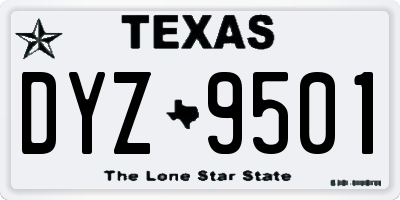 TX license plate DYZ9501