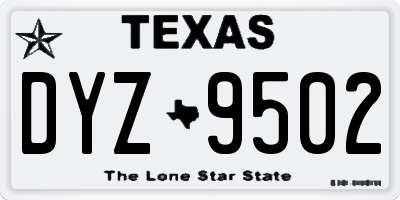 TX license plate DYZ9502