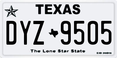 TX license plate DYZ9505