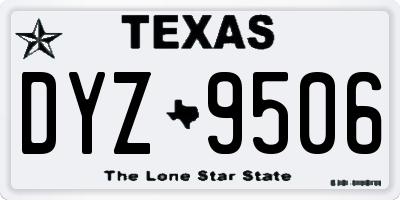TX license plate DYZ9506