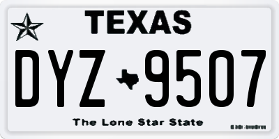 TX license plate DYZ9507