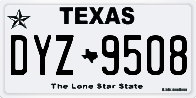 TX license plate DYZ9508