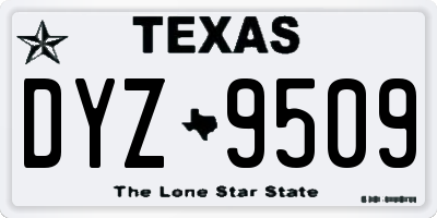 TX license plate DYZ9509