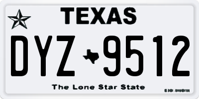 TX license plate DYZ9512