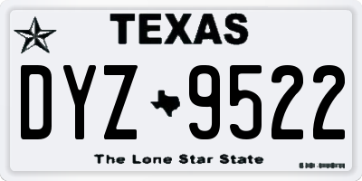 TX license plate DYZ9522