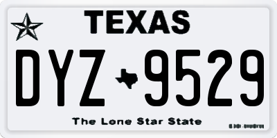 TX license plate DYZ9529