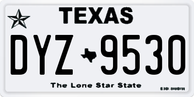 TX license plate DYZ9530