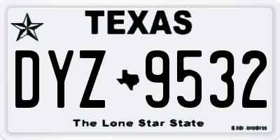 TX license plate DYZ9532