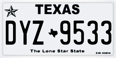 TX license plate DYZ9533