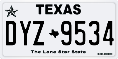 TX license plate DYZ9534