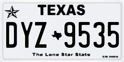 TX license plate DYZ9535