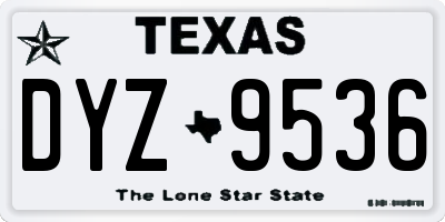 TX license plate DYZ9536