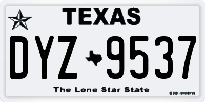 TX license plate DYZ9537