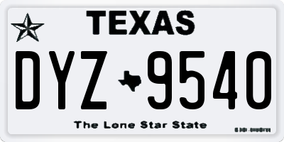 TX license plate DYZ9540