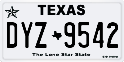 TX license plate DYZ9542