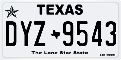 TX license plate DYZ9543