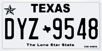 TX license plate DYZ9548