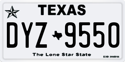 TX license plate DYZ9550