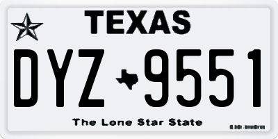 TX license plate DYZ9551