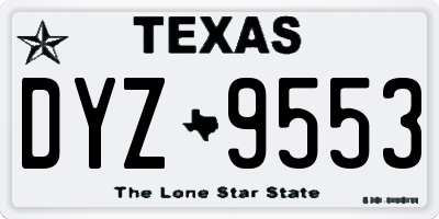 TX license plate DYZ9553