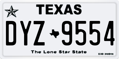 TX license plate DYZ9554