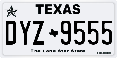 TX license plate DYZ9555