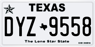 TX license plate DYZ9558