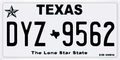 TX license plate DYZ9562