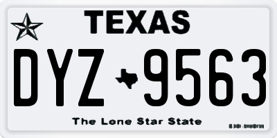 TX license plate DYZ9563