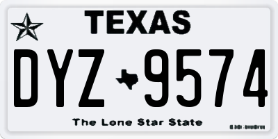 TX license plate DYZ9574