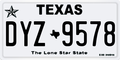 TX license plate DYZ9578