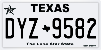 TX license plate DYZ9582