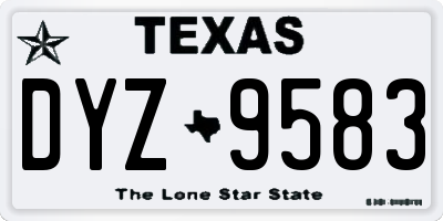 TX license plate DYZ9583