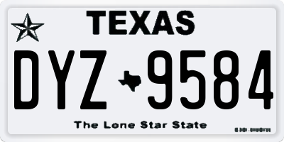 TX license plate DYZ9584