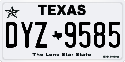 TX license plate DYZ9585