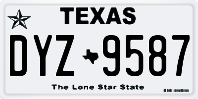 TX license plate DYZ9587