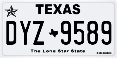 TX license plate DYZ9589