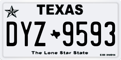 TX license plate DYZ9593