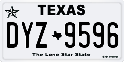 TX license plate DYZ9596