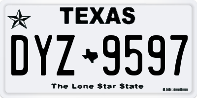 TX license plate DYZ9597