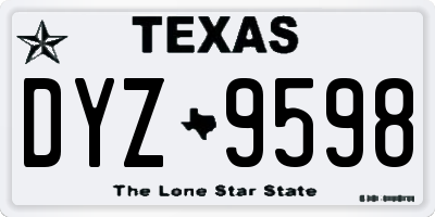 TX license plate DYZ9598