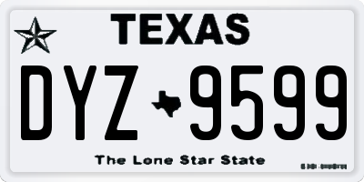TX license plate DYZ9599