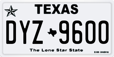 TX license plate DYZ9600