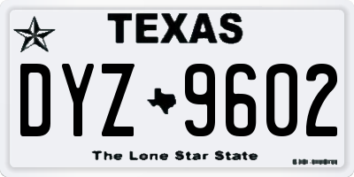 TX license plate DYZ9602